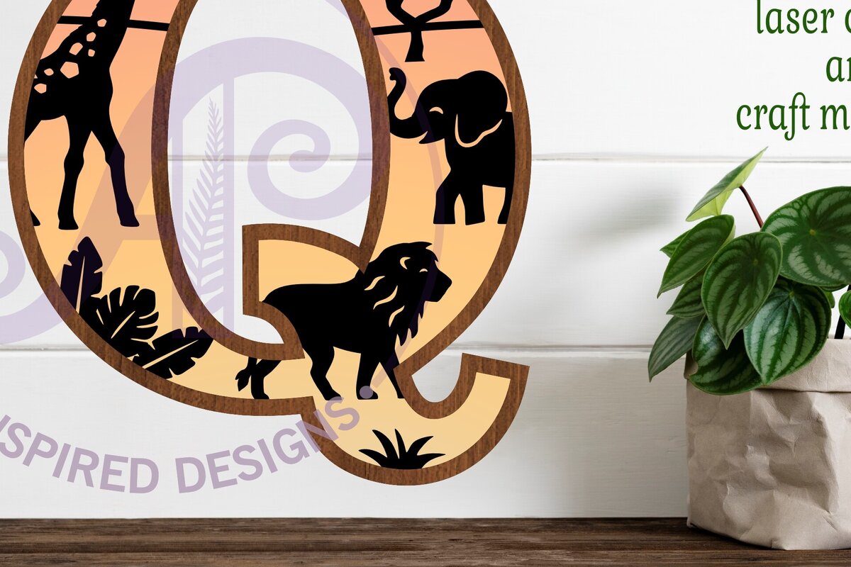 Σετ των 2 Intra απο ξύλο plywood 3mm-4mm πάχος – Επιστολή Safari Animals Large Q Layered Δίασταση  20x20 cm INTRAFABR-114034070