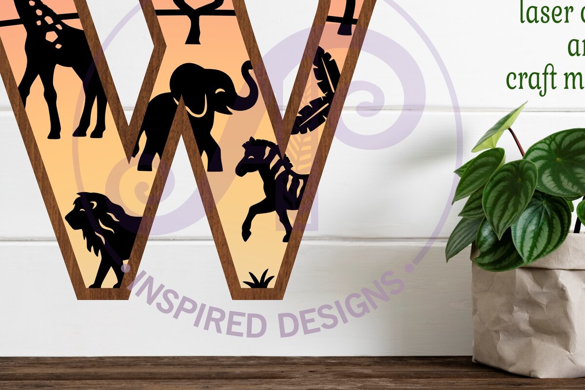 Σετ των 2 Intra απο ξύλο plywood 3mm-4mm πάχος – Ζώα Safari Large W με στρώματα Δίασταση  20x20 cm INTRAFABR-114033904