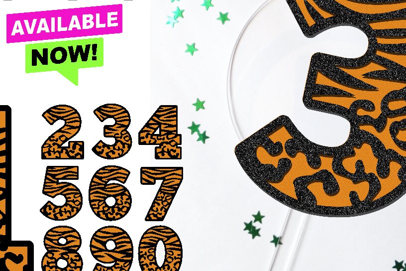 Σετ των 2 Intra απο ξύλο plywood 3mm-4mm πάχος – Safari Numbers 3D Δίασταση  20x20 cm INTRAFABR-102780333