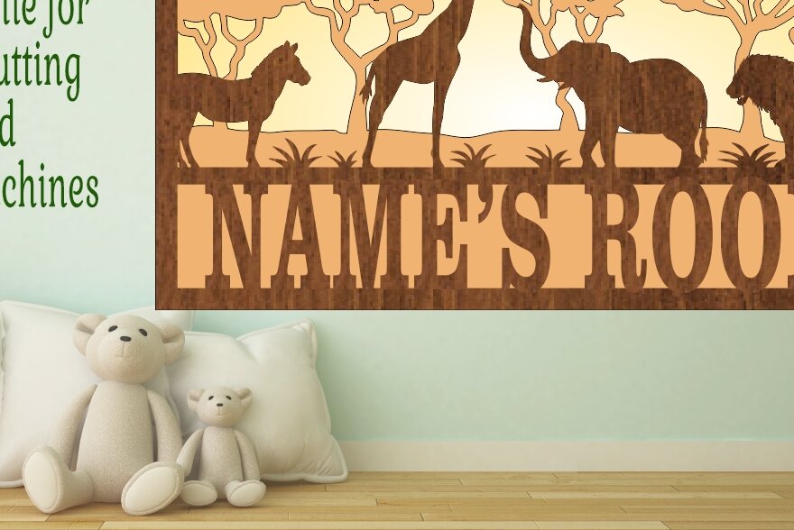 Σετ των 2 Intra απο ξύλο plywood 3mm-4mm πάχος – Αρχείο επιπέδων Safari Scene 3 Δίασταση  20x20 cm INTRAFABR-69992001