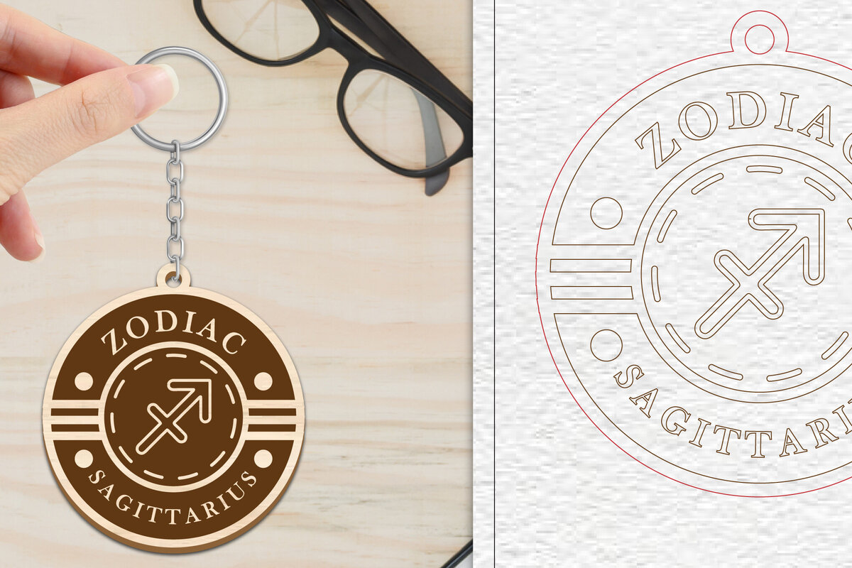 Σετ των 3 Intra απο ξύλο plywood 3mm-4mm πάχος – Κοπή Laser Μπρελόκ Sagitarius | Ζωδιακός κύκλος Δίασταση  5x5 cm INTRAFABR-102217192