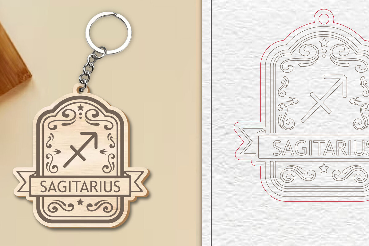 Σετ των 3 Intra απο ξύλο plywood 3mm-4mm πάχος – Κοπή λέιζερ με μπρελόκ με πινακίδα Τοξότη Δίασταση  5x5 cm INTRAFABR-99841624