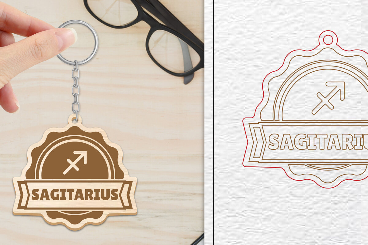 Σετ των 3 Intra απο ξύλο plywood 3mm-4mm πάχος – Κοπή λέιζερ με μπρελόκ με πινακίδα Τοξότη Δίασταση  5x5 cm INTRAFABR-102144774