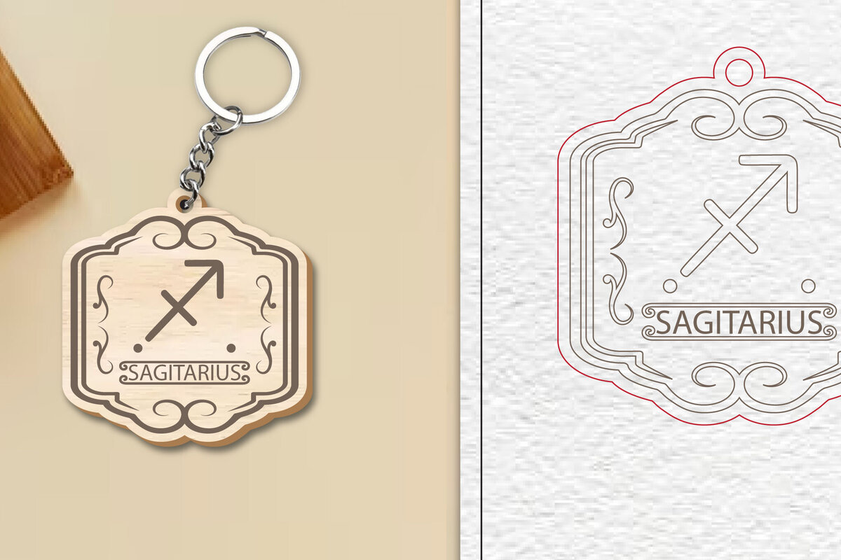 Σετ των 3 Intra απο ξύλο plywood 3mm-4mm πάχος – Κοπή λέιζερ με μπρελόκ με πινακίδα Τοξότη Δίασταση  5x5 cm INTRAFABR-99830430