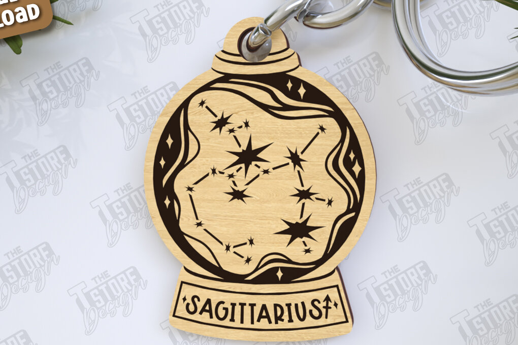 Σετ των 3 Intra απο ξύλο plywood 3mm-4mm πάχος – Τοξότης Μπρελόκ Zodiac Δίασταση  5x5 cm INTRAFABR-123373659