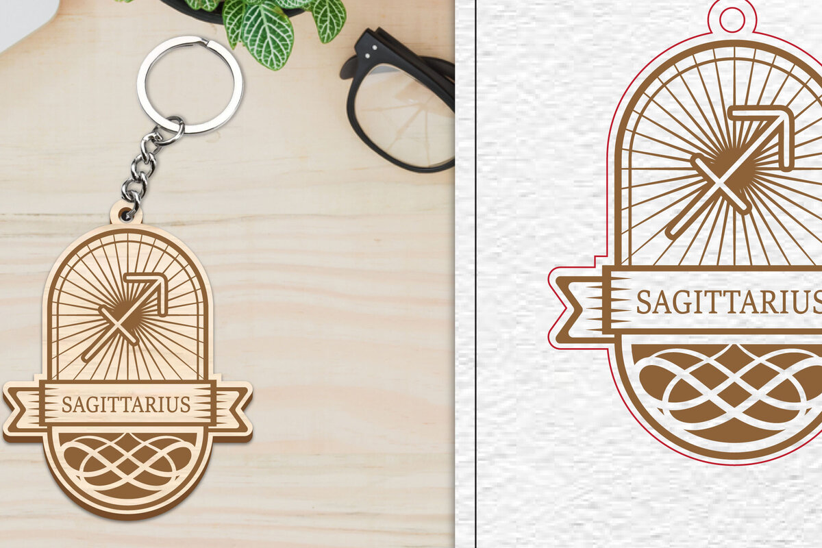 Σετ των 3 Intra απο ξύλο plywood 3mm-4mm πάχος – Κοπή λέιζερ με μπρελόκ με πινακίδα Τοξότη Δίασταση  5x5 cm INTRAFABR-100961611