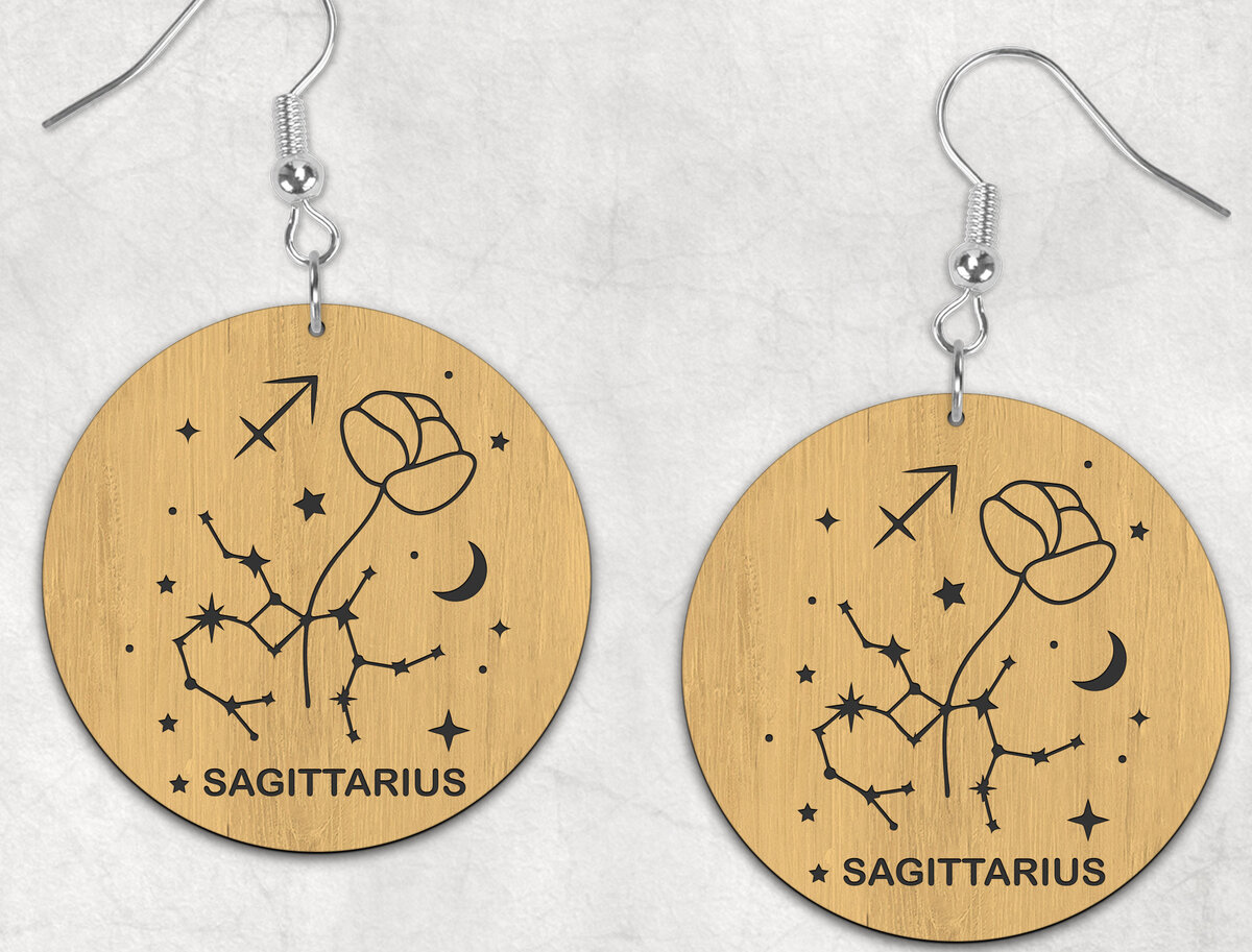 Σετ των 3 Intra απο ξύλο plywood 3mm-4mm πάχος – Σκουλαρίκια Boho Zodiac Sagittarius Δίασταση  5x5 cm INTRAFABR-28510991