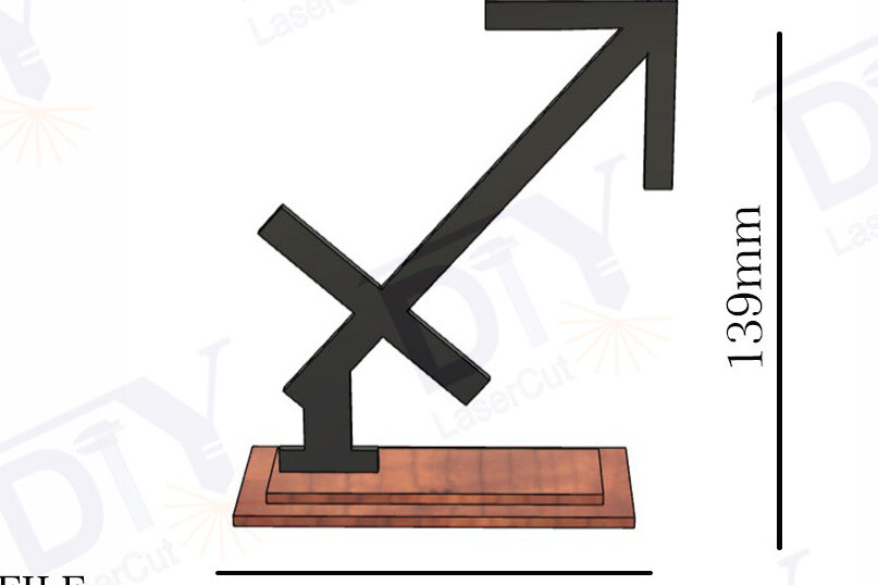 Σετ των 2 Intra απο ξύλο plywood 3mm-4mm πάχος – Ζώδια Τοξότης με Stand Δίασταση  20x20 cm INTRAFABR-111830451