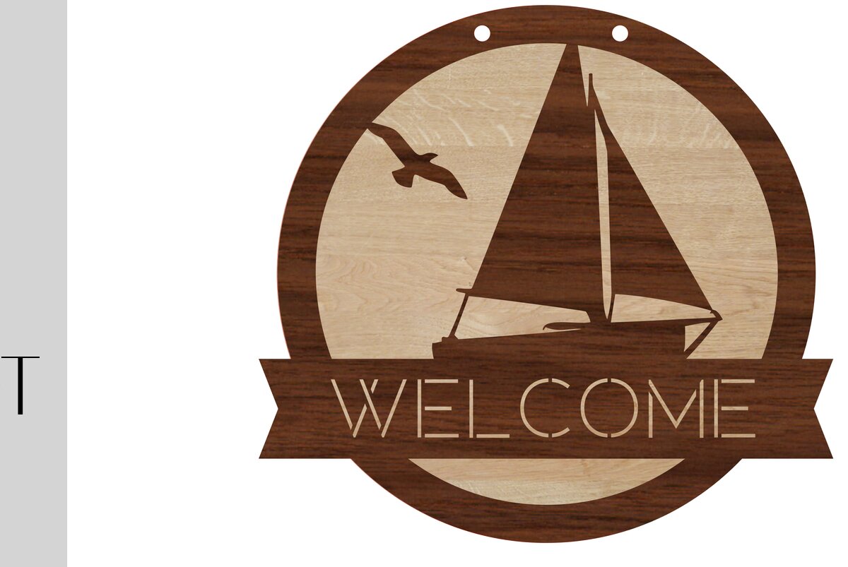 Σετ των 2 Intra απο ξύλο plywood 3mm-4mm πάχος – Σήμα καλωσορίσματος και κενό ιστιοπλοϊκού σκάφους Δίασταση  20x20 cm INTRAFABR-14177750