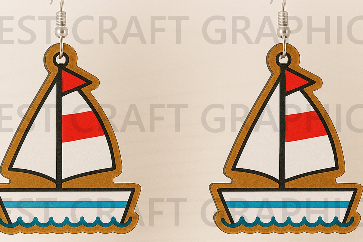 Σετ των 3 Intra απο ξύλο plywood 3mm-4mm πάχος – Σκουλαρίκια Sailboat Δίασταση  5x5 cm INTRAFABR-123395893