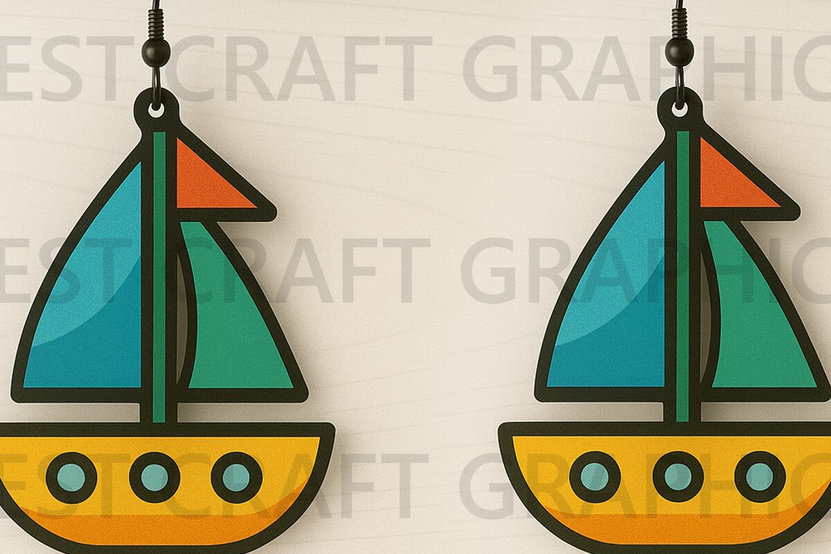 Σετ των 3 Intra απο ξύλο plywood 3mm-4mm πάχος – Σκουλαρίκια Sailboat Δίασταση  5x5 cm INTRAFABR-123127268