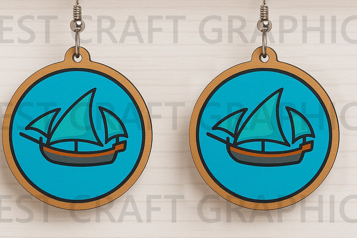 Σετ των 3 Intra απο ξύλο plywood 3mm-4mm πάχος – Σκουλαρίκια κοπής λέιζερ ιστιοφόρου Δίασταση  5x5 cm INTRAFABR-123663776