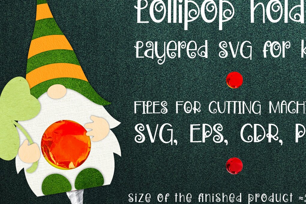 Σετ των 2 Intra απο ξύλο plywood 3mm-4mm πάχος – Saint Patrick's Gnome - Lollipop Holder Δίασταση  20x20 cm INTRAFABR-8839230