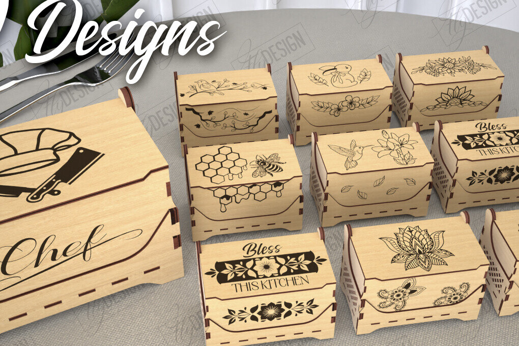 Σετ των 2 Intra απο ξύλο plywood 3mm-4mm πάχος – Πακέτο αλατιού | Είδη κουζίνας | CNC Δίασταση  20x20 cm INTRAFABR-113919169