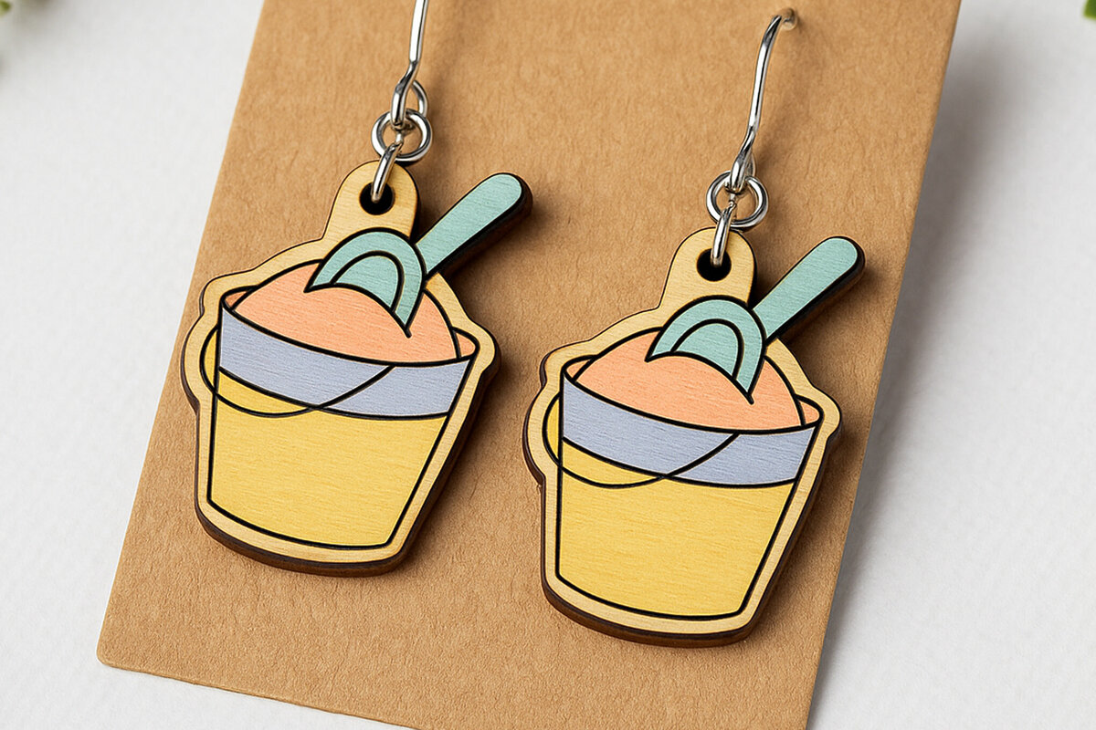 Σετ των 3 Intra απο ξύλο plywood 3mm-4mm πάχος – Σκουλαρίκια με κάδο άμμου Δίασταση  5x5 cm INTRAFABR-125313022