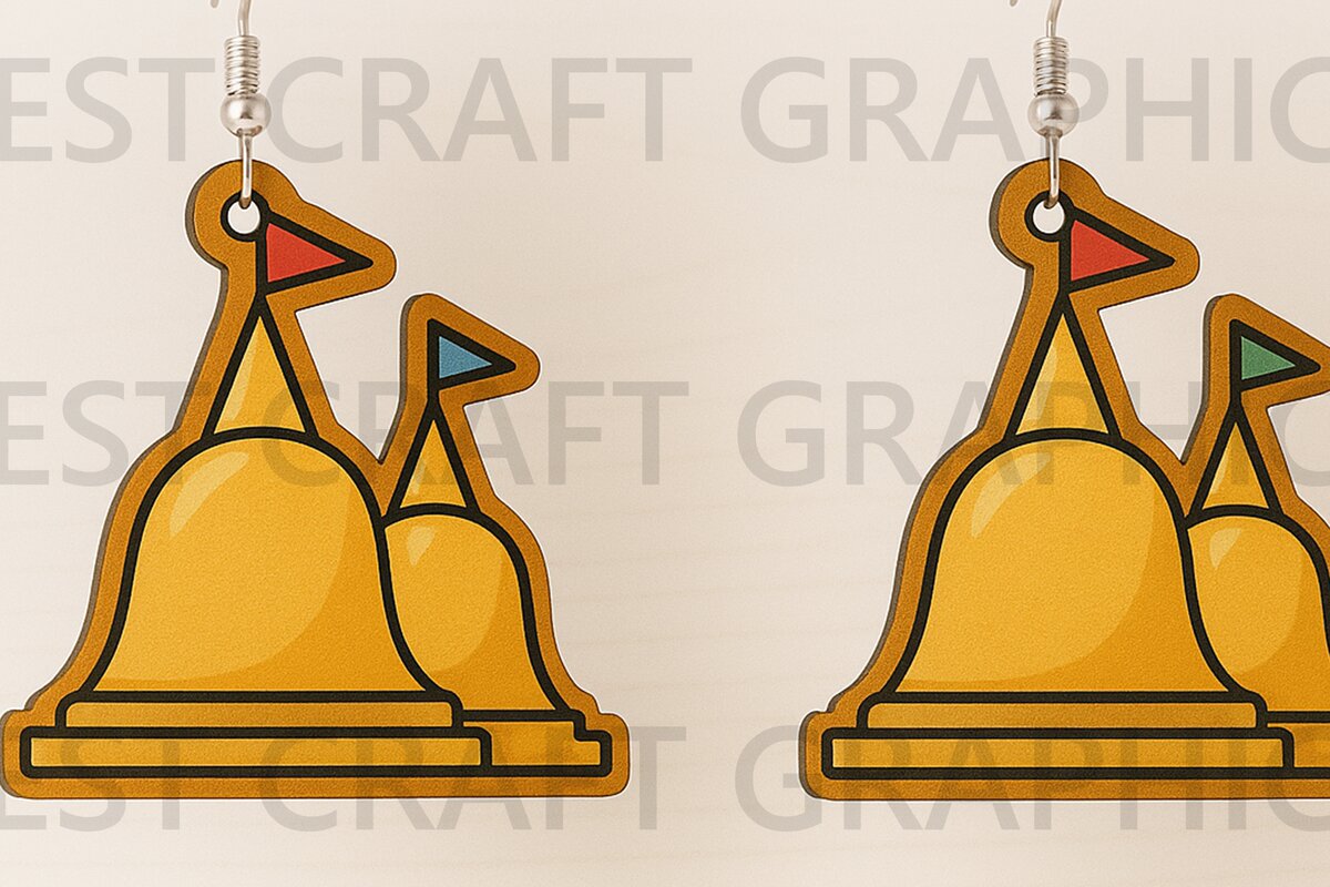 Σετ των 3 Intra απο ξύλο plywood 3mm-4mm πάχος – Sandcastle σκουλαρίκια Δίασταση  5x5 cm INTRAFABR-123334830