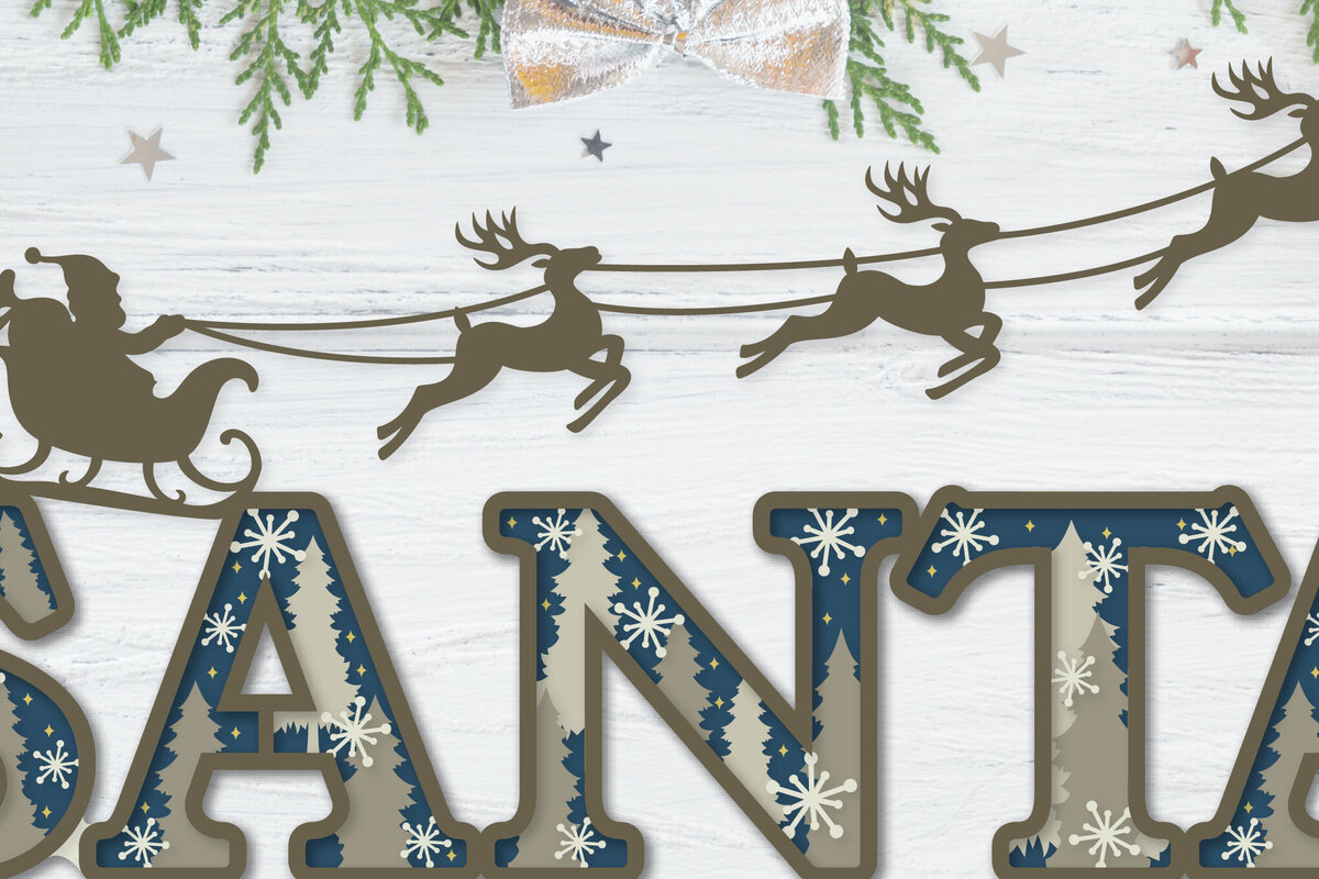 Σετ των 2 Intra απο ξύλο plywood 3mm-4mm πάχος – Santa 3D Shadow Box Layered Cut Δίασταση  20x20 cm INTRAFABR-79346902