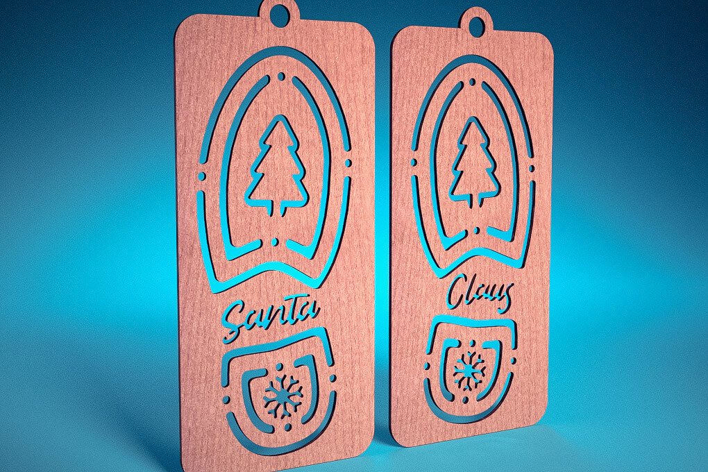 Σετ των 2 Intra απο ξύλο plywood 3mm-4mm πάχος – Santa Boot Stencil | Δίασταση  20x20 cm INTRAFABR-72093101