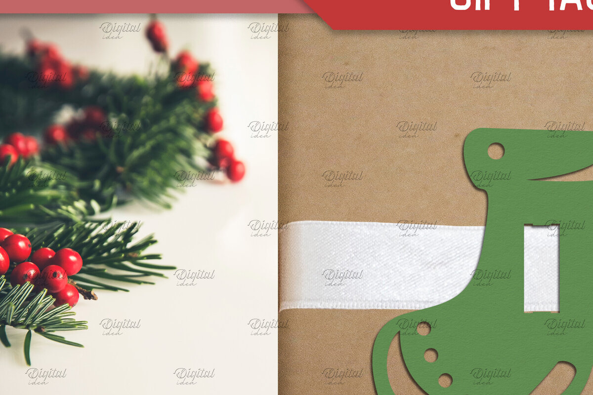 Σετ των 2 Intra απο ξύλο plywood 3mm-4mm πάχος – Santa Boot. Ετικέτα δώρου XMas Ribbon Δίασταση  20x20 cm INTRAFABR-83087085