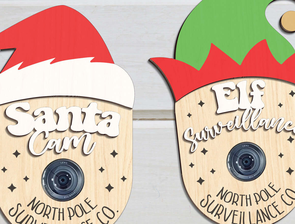 Σετ των 2 Intra απο ξύλο plywood 3mm-4mm πάχος – Santa Cam Elf Surveillance File Δίασταση  20x20 cm INTRAFABR-101628340