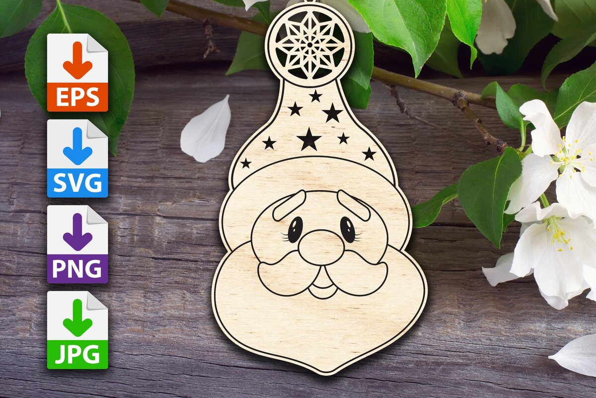 Σετ των 2 Intra απο ξύλο plywood 3mm-4mm πάχος – Χριστουγεννιάτικο στολίδι του Άγιου Βασίλη Δίασταση  20x20 cm INTRAFABR-45451736