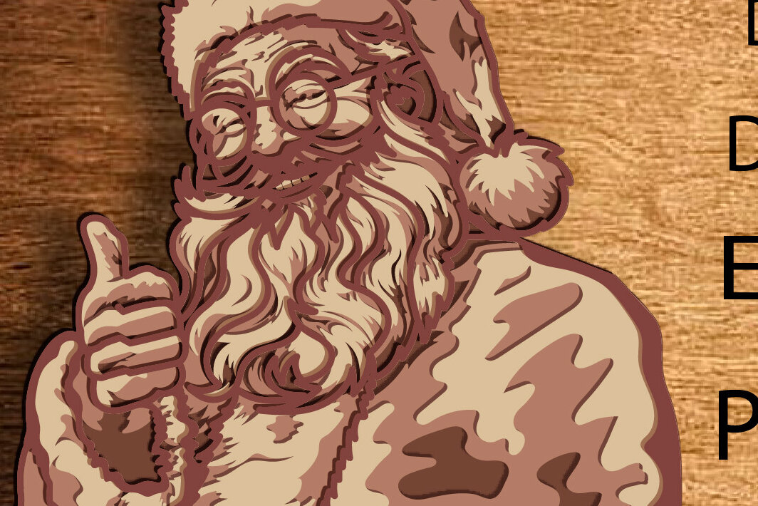 Σετ των 2 Intra απο ξύλο plywood 3mm-4mm πάχος – Αρχείο 3D Layered Santa Claus Δίασταση  20x20 cm INTRAFABR-80682619