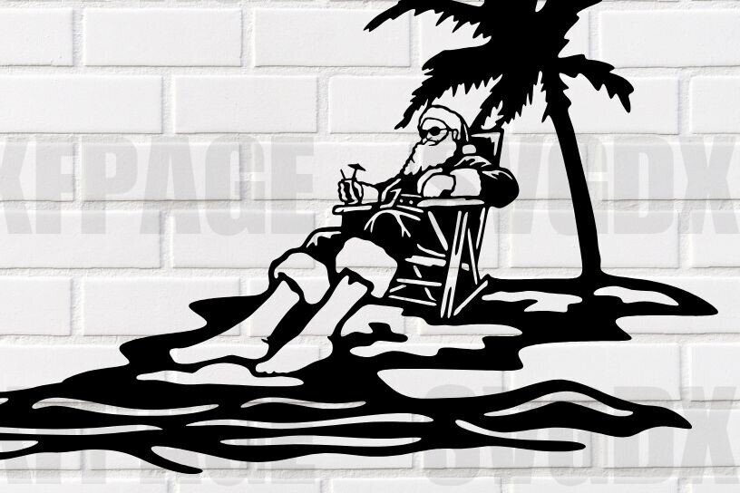 Σετ των 2 Intra απο ξύλο plywood 3mm-4mm πάχος – Αρχείο κοπής με λέιζερ Santa Claus Bahamas Δίασταση  20x20 cm INTRAFABR-115222537