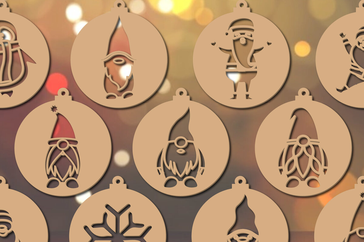 Σετ των 2 Intra απο ξύλο plywood 3mm-4mm πάχος – Άγιος Βασίλης - Δέσμη Χριστουγεννιάτικης Διακόσμησης Δίασταση  20x20 cm INTRAFABR-19486623