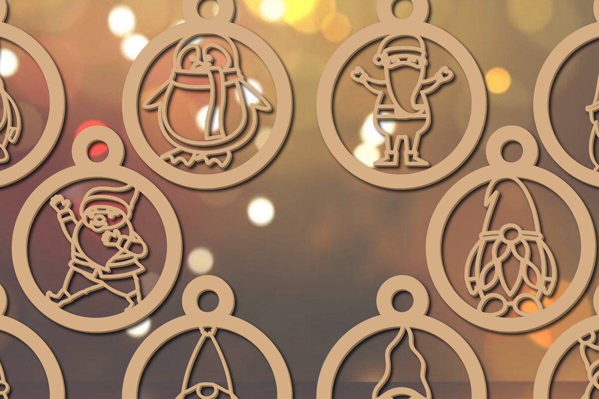 Σετ των 2 Intra απο ξύλο plywood 3mm-4mm πάχος – Άγιος Βασίλης - Πακέτο Χριστουγεννιάτικων Διακοσμήσεων Δίασταση  20x20 cm INTRAFABR-19454841