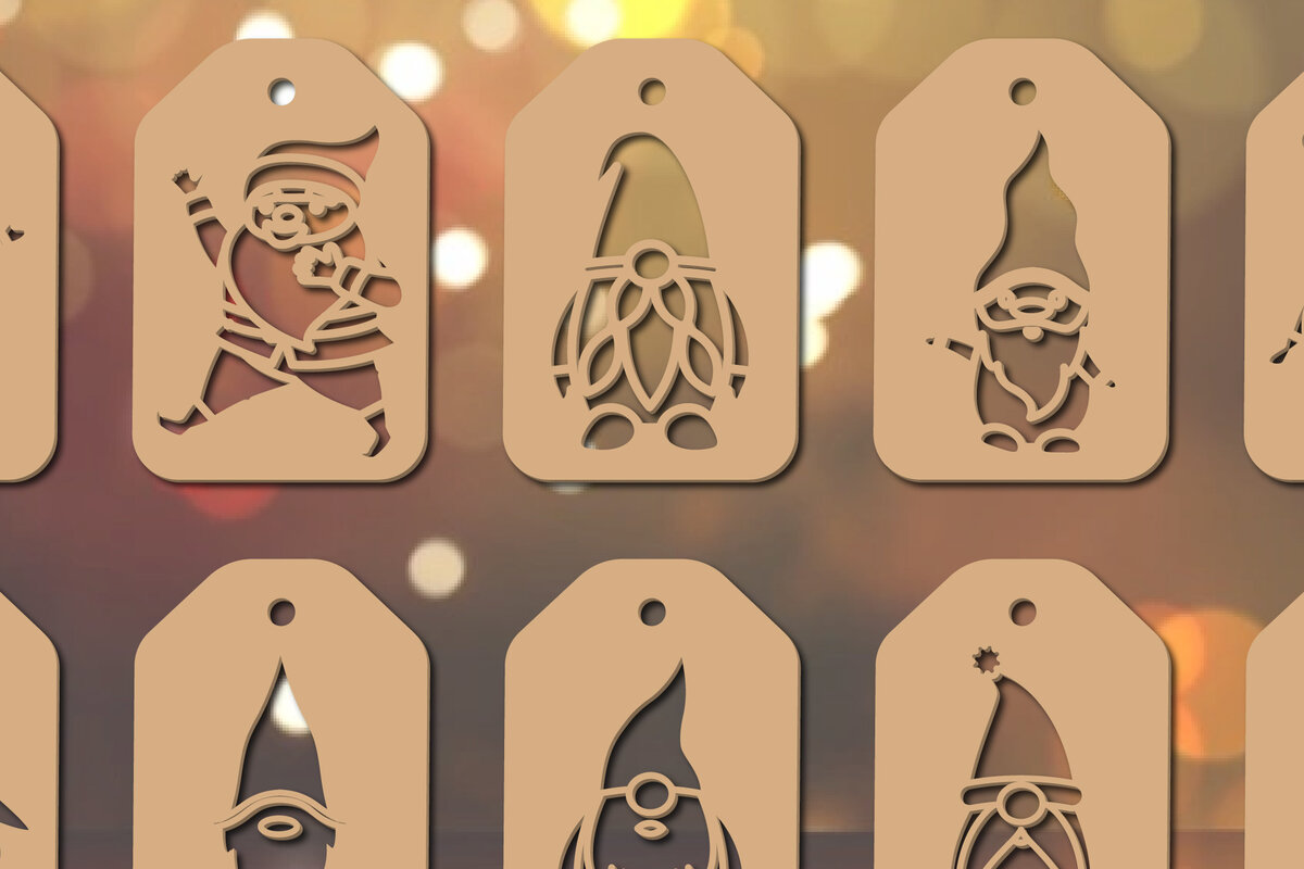 Σετ των 2 Intra απο ξύλο plywood 3mm-4mm πάχος – Πακέτο ετικετών χριστουγεννιάτικου δώρου Άγιου Βασίλη Δίασταση  20x20 cm INTRAFABR-19486931