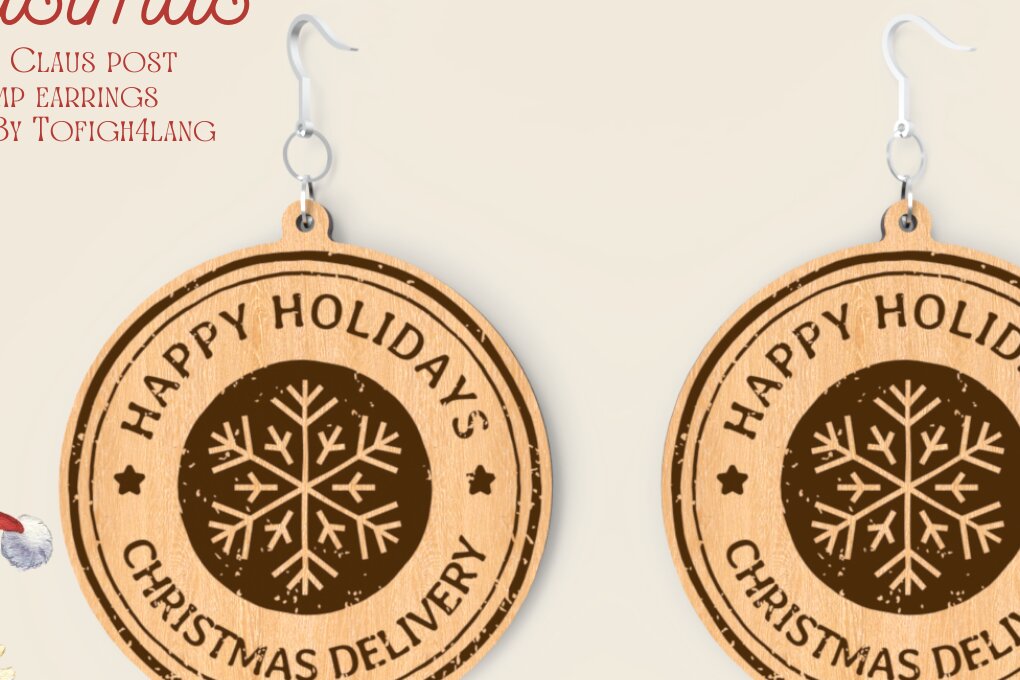 Σετ των 3 Intra απο ξύλο plywood 3mm-4mm πάχος – Σκουλαρίκια με γραμματόσημα Άγιου Βασίλη | Λέιζερ Δίασταση  5x5 cm INTRAFABR-84709301