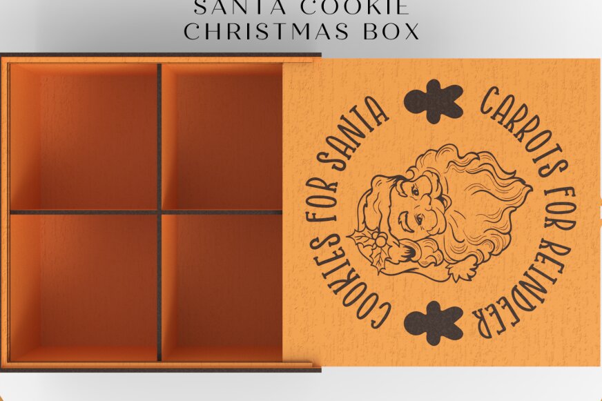 Σετ των 2 Intra απο ξύλο plywood 3mm-4mm πάχος – Χριστουγεννιάτικο κουτί Santa Cookie | Δίασταση  20x20 cm INTRAFABR-85508937
