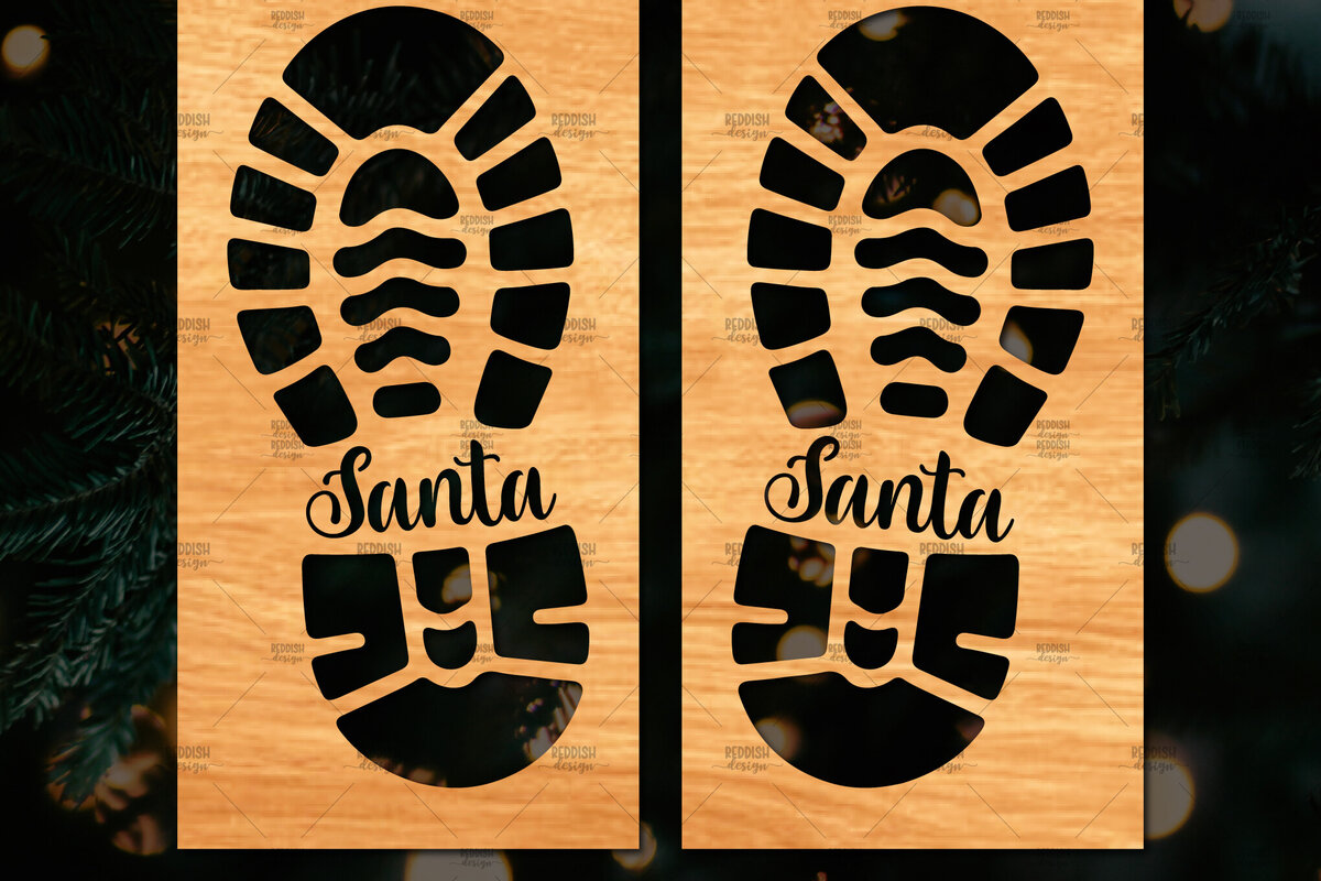 Σετ των 2 Intra απο ξύλο plywood 3mm-4mm πάχος – Santa Footprint, Santa Footprint Δίασταση  20x20 cm INTRAFABR-109740805