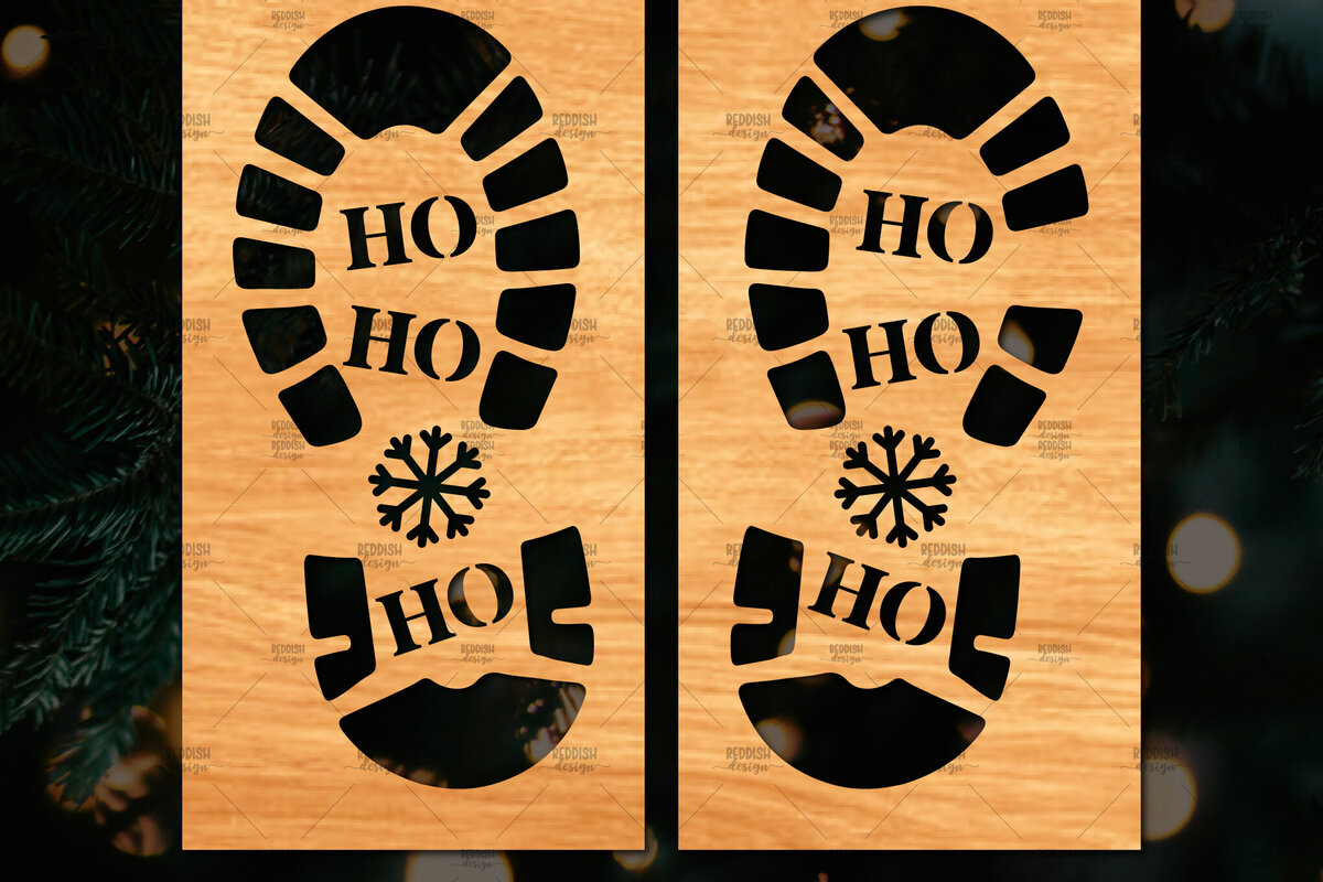 Σετ των 2 Intra απο ξύλο plywood 3mm-4mm πάχος – Santa Footprint, Santa Footprint Δίασταση  20x20 cm INTRAFABR-109740735