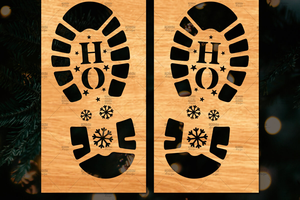 Σετ των 2 Intra απο ξύλο plywood 3mm-4mm πάχος – Santa Footprint, Santa Footprint Δίασταση  20x20 cm INTRAFABR-109740745