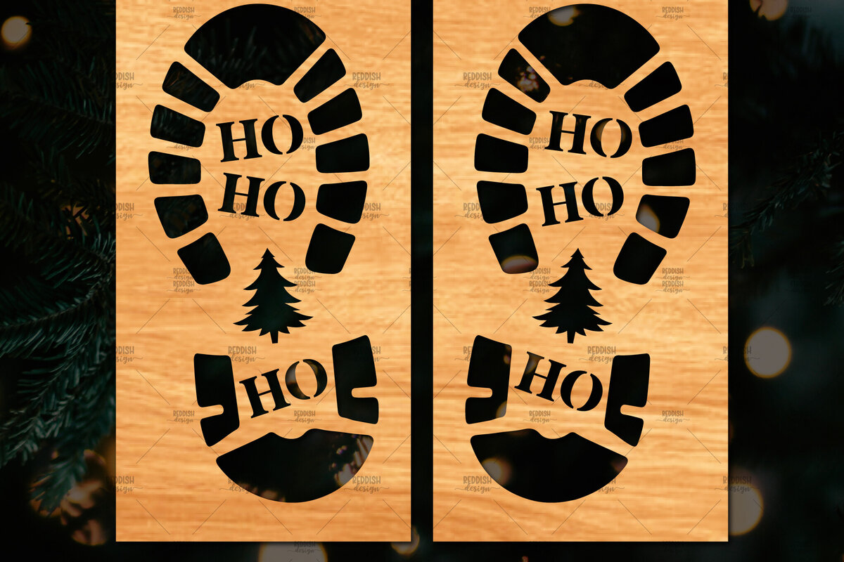 Σετ των 2 Intra απο ξύλο plywood 3mm-4mm πάχος – Santa Footprint, Santa Footprint Δίασταση  20x20 cm INTRAFABR-109740773