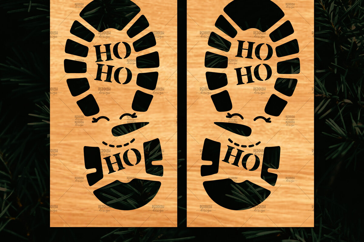 Σετ των 2 Intra απο ξύλο plywood 3mm-4mm πάχος – Santa Footprint, Santa Footprint Δίασταση  20x20 cm INTRAFABR-109740792