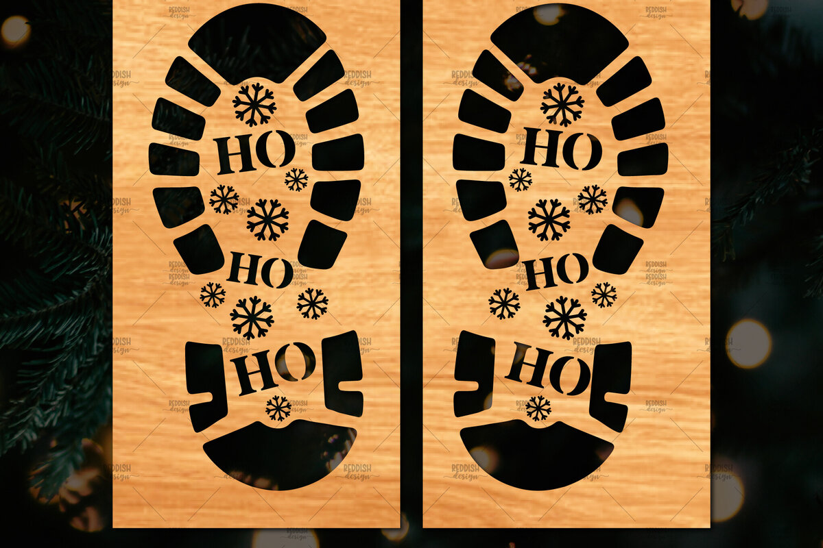 Σετ των 2 Intra απο ξύλο plywood 3mm-4mm πάχος – Santa Footprint, Santa Footprint Δίασταση  20x20 cm INTRAFABR-109740617