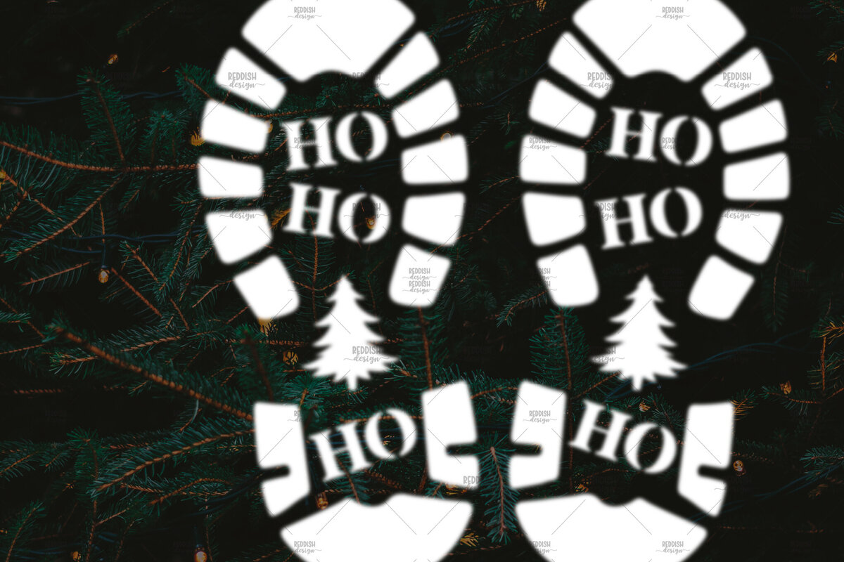 Σετ των 2 Intra απο ξύλο plywood 3mm-4mm πάχος – Santa Footprint, Santa Stencil Δίασταση  20x20 cm INTRAFABR-106663220