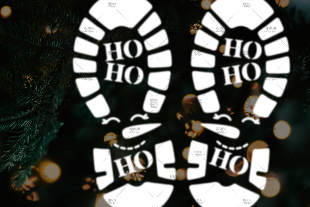 Σετ των 2 Intra απο ξύλο plywood 3mm-4mm πάχος – Santa Footprint, Santa Stencil Δίασταση  20x20 cm INTRAFABR-106663240