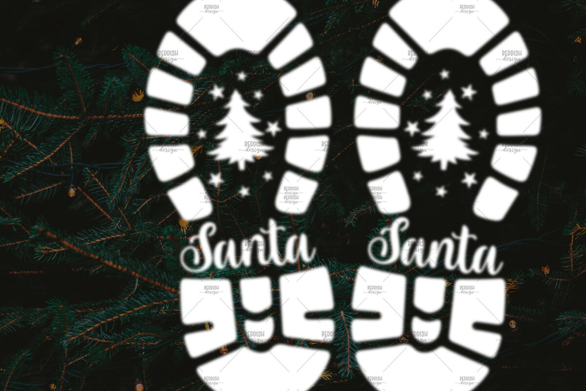 Σετ των 2 Intra απο ξύλο plywood 3mm-4mm πάχος – Santa Footprint, Santa Stencil Δίασταση  20x20 cm INTRAFABR-106663251