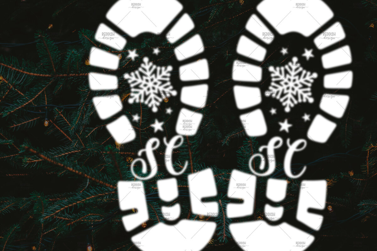 Σετ των 2 Intra απο ξύλο plywood 3mm-4mm πάχος – Santa Footprint, Santa Stencil Δίασταση  20x20 cm INTRAFABR-106663099