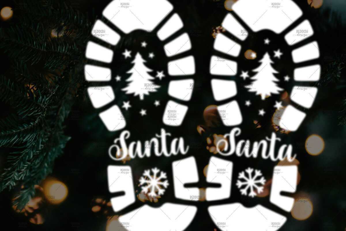 Σετ των 2 Intra απο ξύλο plywood 3mm-4mm πάχος – Santa Footprint, Santa Stencil Δίασταση  20x20 cm INTRAFABR-106663110