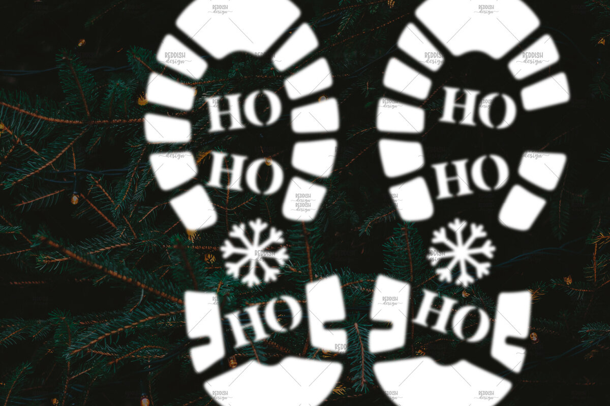 Σετ των 2 Intra απο ξύλο plywood 3mm-4mm πάχος – Santa Footprint, Santa Stencil Δίασταση  20x20 cm INTRAFABR-106663137