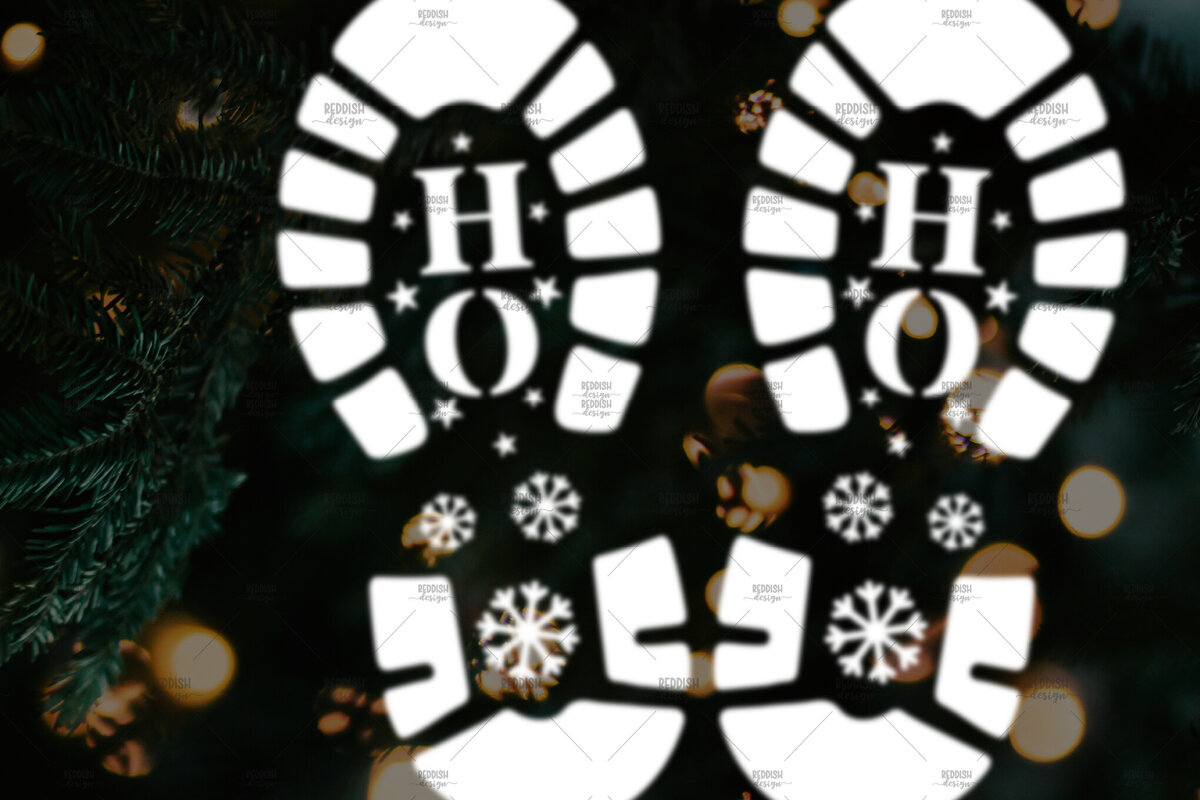 Σετ των 2 Intra απο ξύλο plywood 3mm-4mm πάχος – Santa Footprint, Santa Stencil Δίασταση  20x20 cm INTRAFABR-106663177