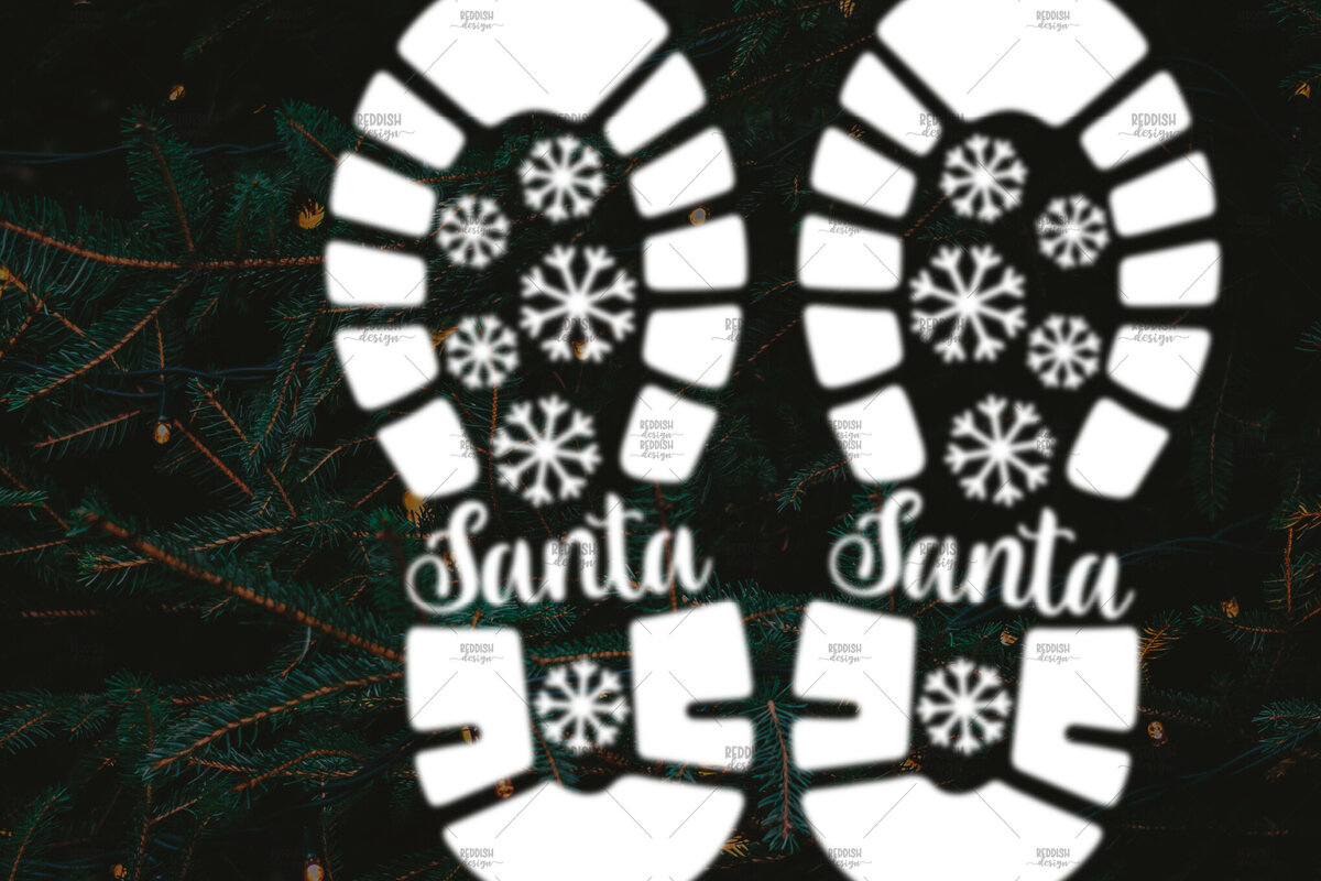 Σετ των 2 Intra απο ξύλο plywood 3mm-4mm πάχος – Santa Footprint, Santa Stencil Δίασταση  20x20 cm INTRAFABR-106663188