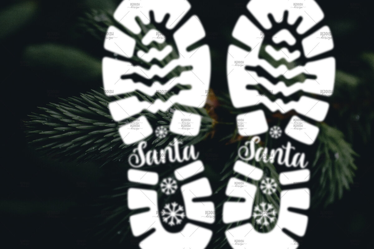 Σετ των 2 Intra απο ξύλο plywood 3mm-4mm πάχος – Santa Footprint, Santa Stencil Δίασταση  20x20 cm INTRAFABR-106663199