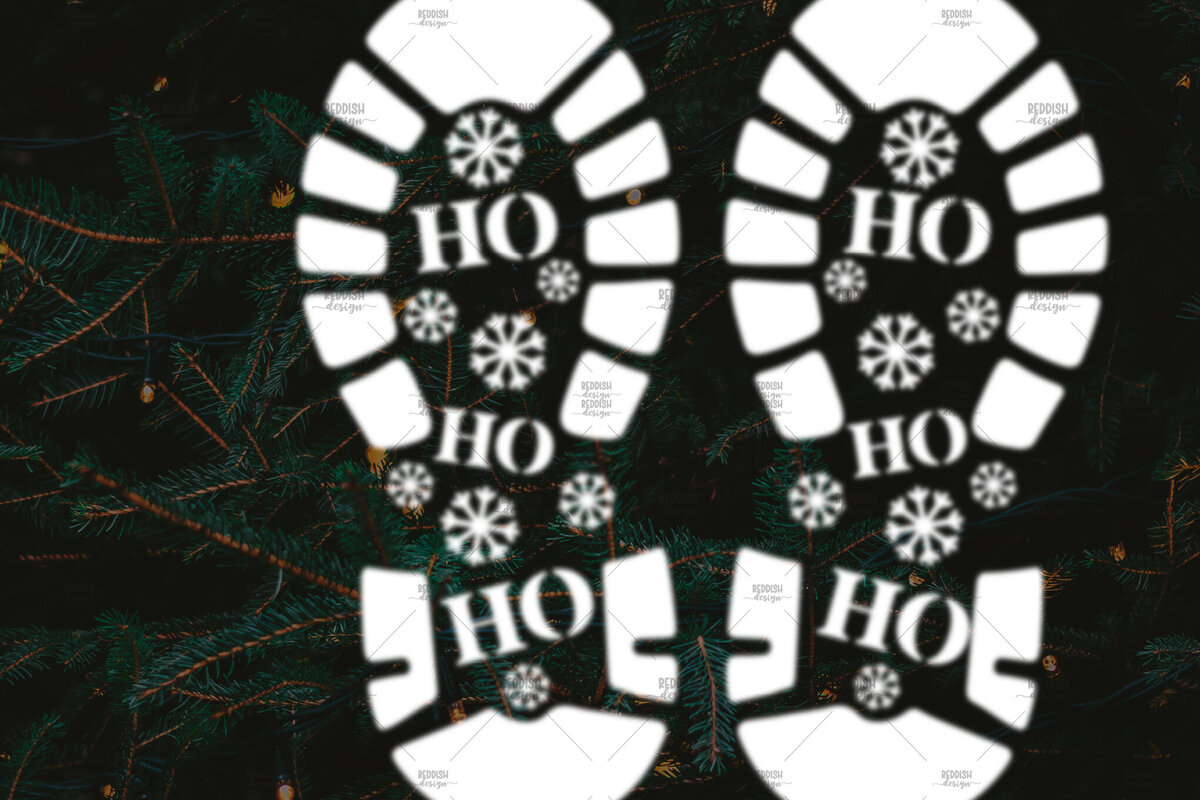 Σετ των 2 Intra απο ξύλο plywood 3mm-4mm πάχος – Santa Footprint, Santa Stencil Δίασταση  20x20 cm INTRAFABR-106663077