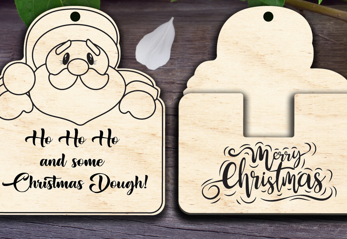 Σετ των 2 Intra απο ξύλο plywood 3mm-4mm πάχος – Χριστουγεννιάτικο στολίδι με δωροκάρτα Άγιου Βασίλη Δίασταση  20x20 cm INTRAFABR-29874084