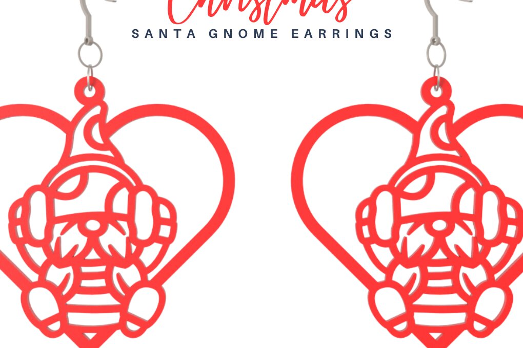 Σετ των 3 Intra απο ξύλο plywood 3mm-4mm πάχος – Σκουλαρίκια Santa Gnome Χριστουγεννιάτικα, Laser Δίασταση  5x5 cm INTRAFABR-84549450